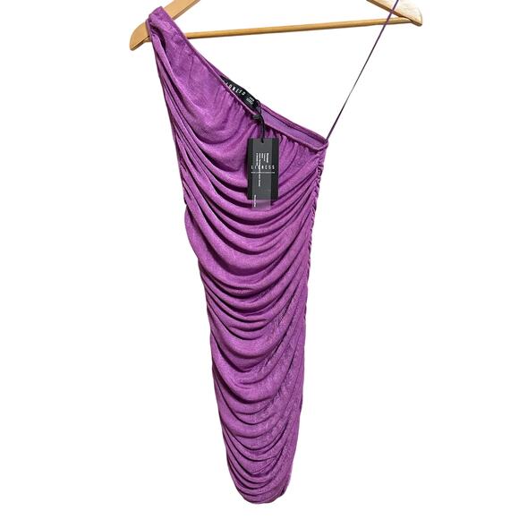 Lioness The goddess mini ruched purple one shoulder dress size 0 NEW - Picture 2 of 7